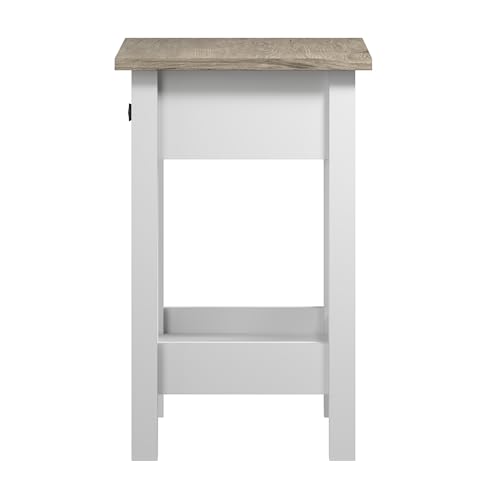 Bush Furniture Mayfield Nightstand | Storage for Living Room, Bedroom, or Home Office, Shiplap Gray/Pure White - WoodArtSupply