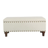 HomePop Large Storage Bench with Nailhead Trim - Cream HomePop