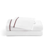 Tommy Hilfiger - Sheet Set, Cotton Percale Bedding with Matching Pillowcases, Crisp & Cool, Premium Quality Home Essentials (Global Stripe Red, King) Tommy Hilfiger