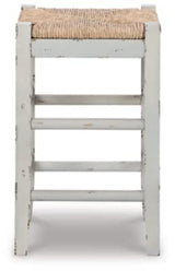 Signature Design by Ashley Mirimyn Farmhouse 23.63" Counter Height Bar Stool with Woven Wicker Seats, 2 Count, White & Light Brown Signature Design by Ashley