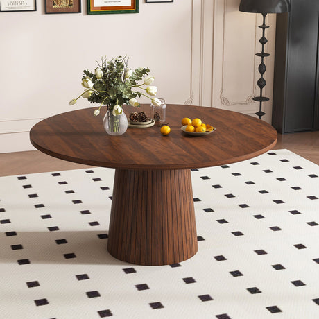 47 Inch Round MDF Dining Table for 4, Modern Farmhouse Style HouseOfZazla