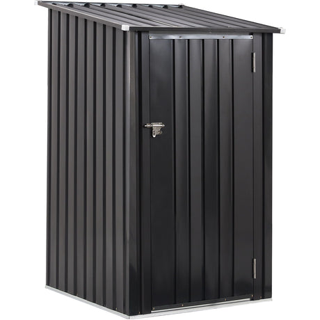 Outdoor Storage Shed, Metal Steel Garden Shed With Single Lockable Door, Small Shed Outdoor Steel Utility Tool Shed For Backyard Patio Garden Lawn - Black HouseOfZazla