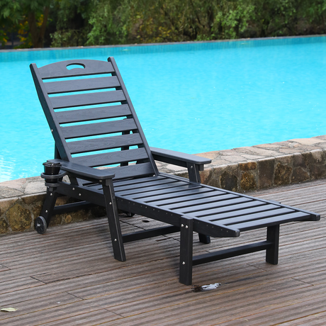 HDPE Chaise Lounge Chair Outdoor with Adjustable Backrest HouseOfZazla