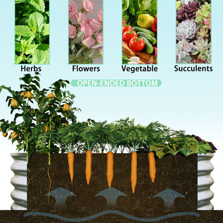 Heavy Duty Galvanized Raised Garden Bed Kit For Vegetables, Flowers & Herbs HouseOfZazla