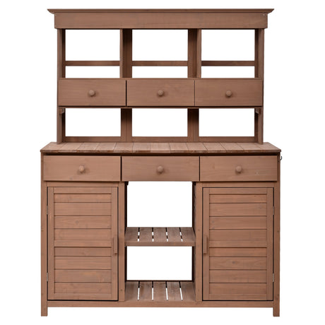 Topmax 65.7'' Tall Garden Potting Bench Table with Hutch HouseOfZazla