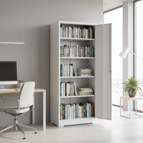 Container Furniture Direct Ironclad 71" Metal Storage Cabinet with Locking Doors and 4 Adjustable Shelves HouseOfZazla