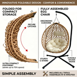 Foldable Hanging Egg Chair with Stand and Cushion