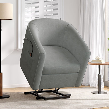 Power Lift Recliner Barrel Shape Reclining Chair With Footrest And Side Pocket HouseOfZazla