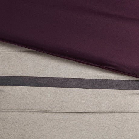 7 PC Pieced Faux Suede Comforter Set Purple King HouseOfZazla