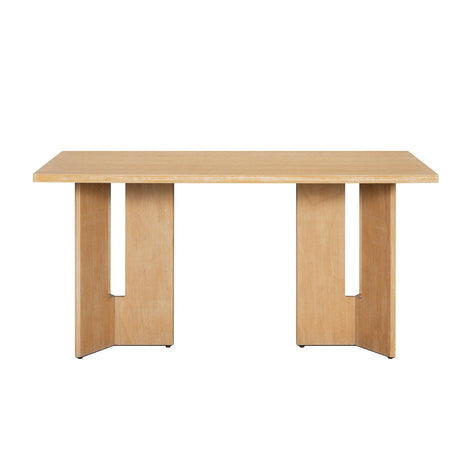 Dining Table Set With 6 Upholstered Chairs, Rectangular Table With Cutout Legs HouseOfZazla