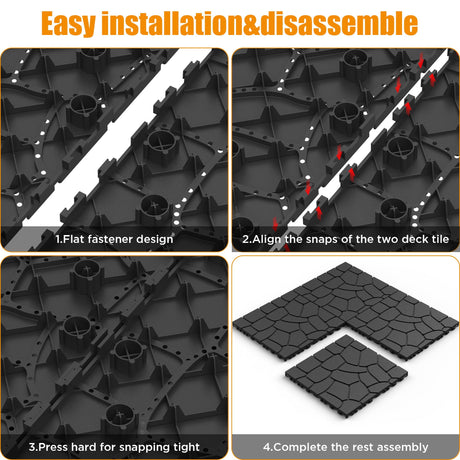 New Stone Texture Patio Deck Tiles, Diy Interlocking Floor Tiles, Easy Installation HouseOfZazla