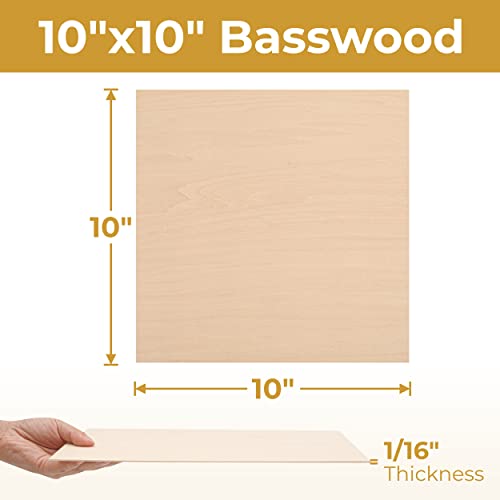 (24-Pack) 10”x10”x1/16” Balsa Sheets for Crafts - Perfect for Architectural Models Drawing Painting Wood Engraving Wood Burning Laser Scroll Sawing Calvana