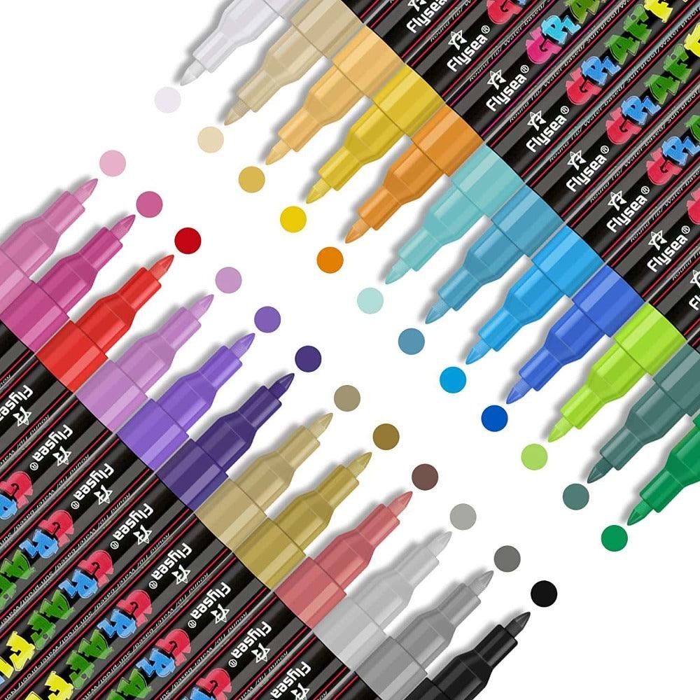 24 Colors Acrylic Paint Marker Pens, Premium Extra Fine Point Acrylic Paint Pens for Wood, Canvas, Stone - WoodArtSupply
