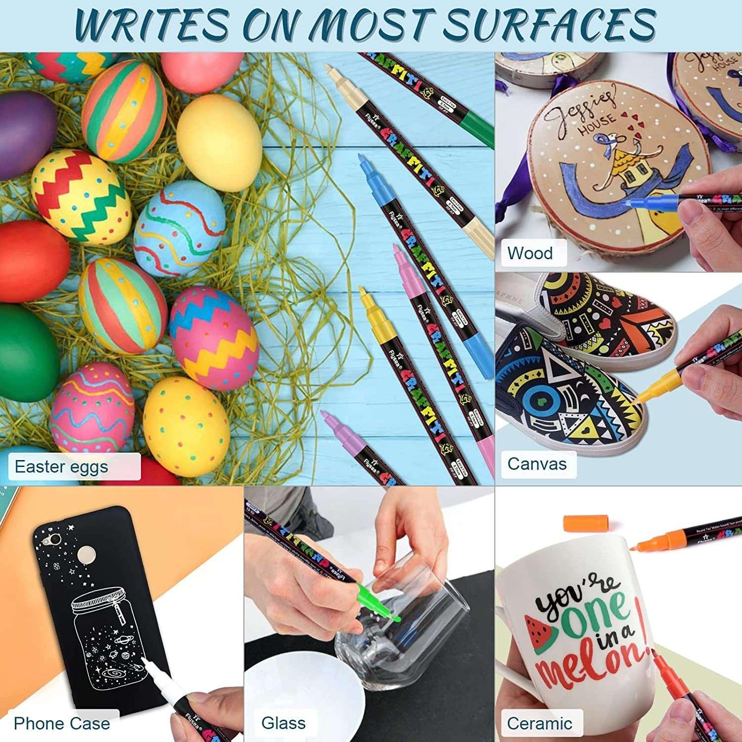 24 Colors Acrylic Paint Marker Pens, Premium Extra Fine Point Acrylic Paint Pens for Wood, Canvas, Stone - WoodArtSupply