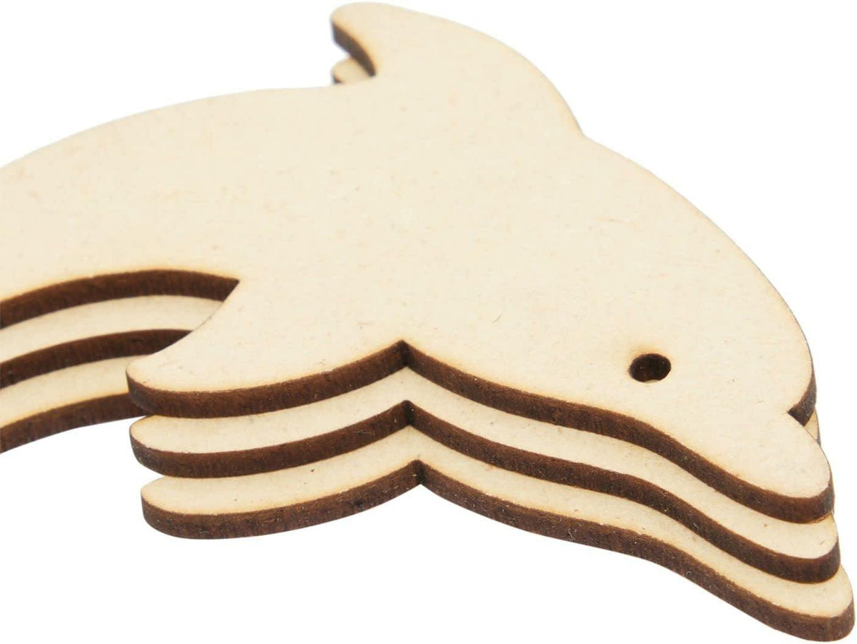 24 Pieces Unfinished Sea Creatures Wood Cutouts for Crafts, Wooden Ocean Animals (Octopus, Shark, Whale, Dolphin) WoodArtSupply