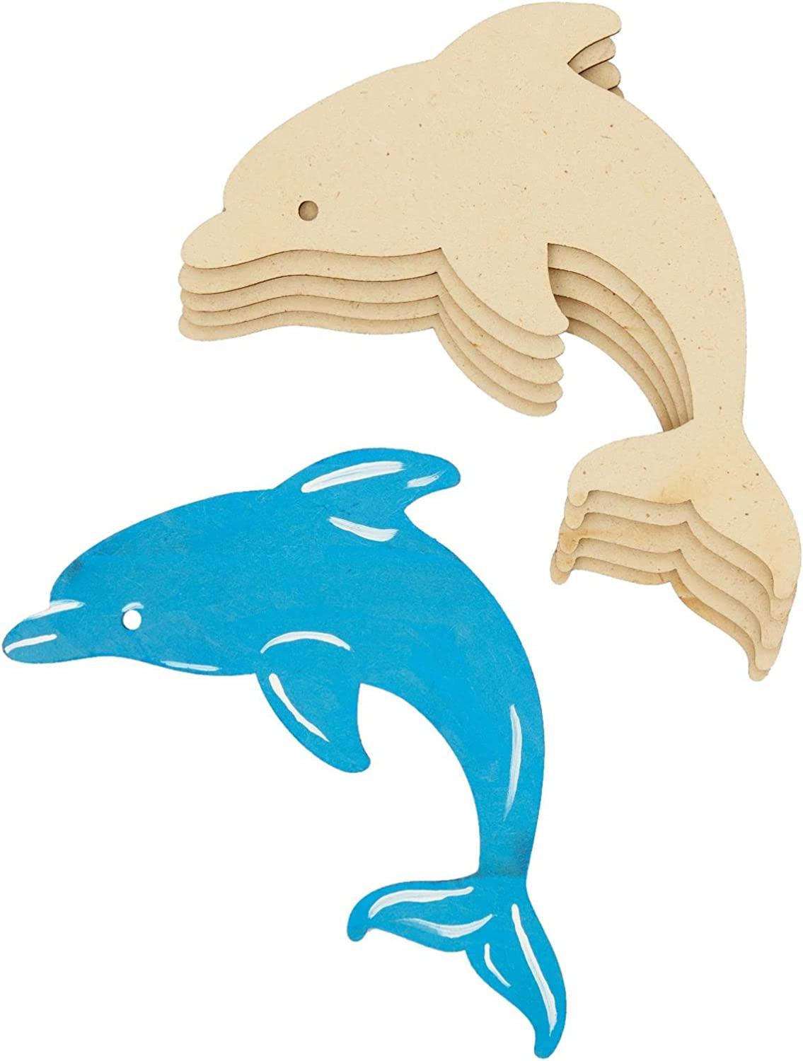 24 Pieces Unfinished Sea Creatures Wood Cutouts for Crafts, Wooden Ocean Animals (Octopus, Shark, Whale, Dolphin) - WoodArtSupply