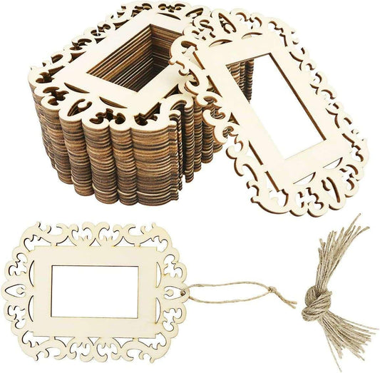 24 Pieces Unfinished Wood Picture Frames, 4.3 X 5.9 Inch Photo Frame with Jute Rope for , Crafts, DIY - WoodArtSupply