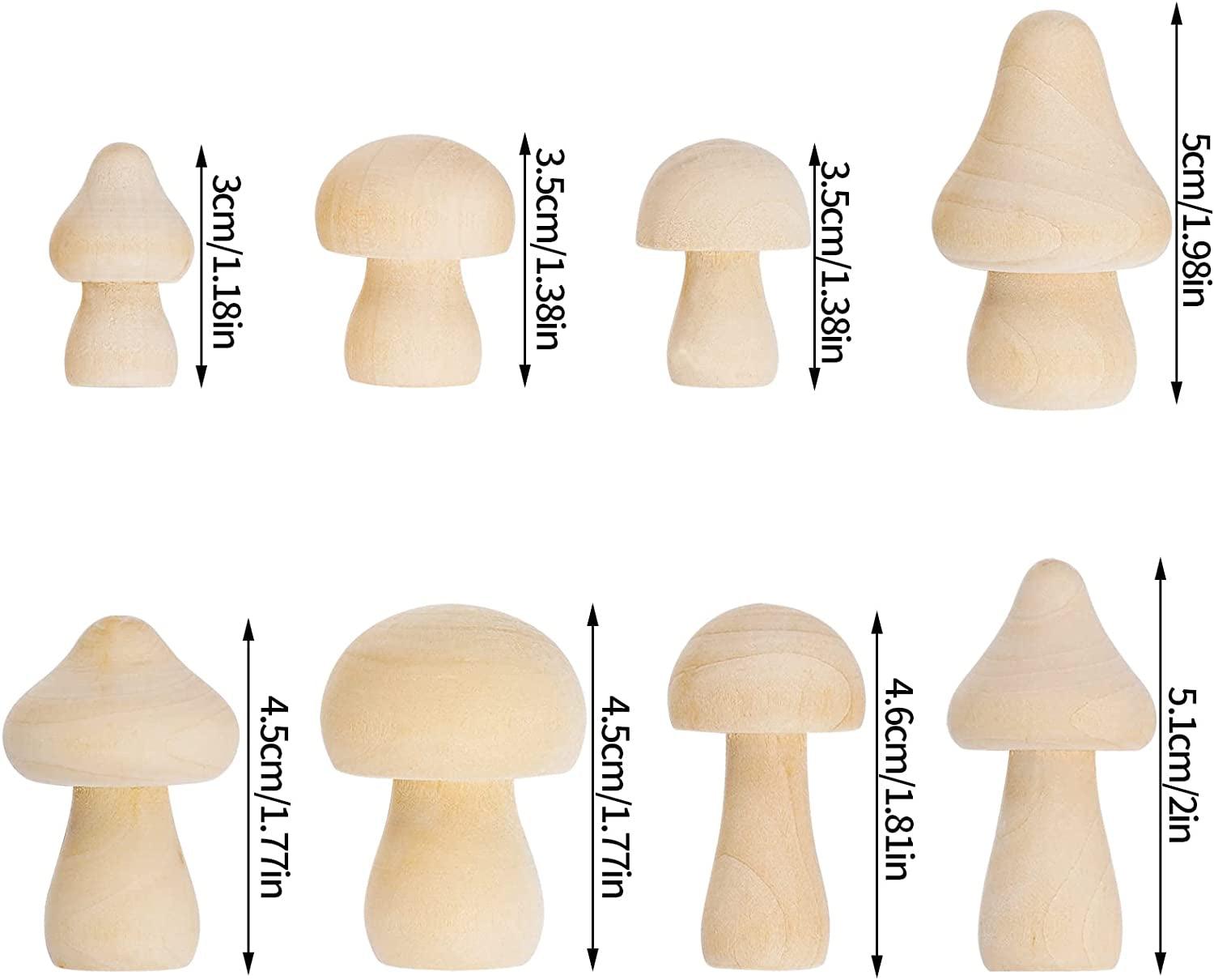 24 Pieces Unfinished Wooden Mushroom Mini Wood Mushrooms Natural Unpainted Wood for Arts and Crafts Projects - WoodArtSupply