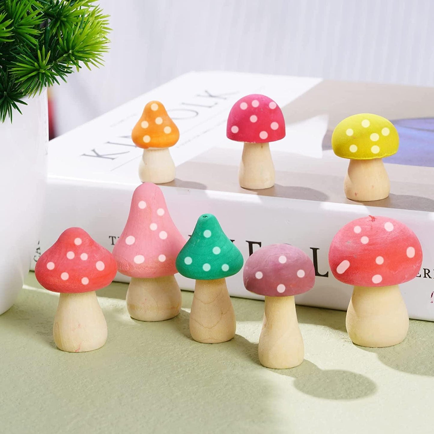 24 Pieces Unfinished Wooden Mushroom Mini Wood Mushrooms Natural Unpainted Wood for Arts and Crafts Projects - WoodArtSupply