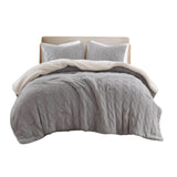3 Pieces Full/Queen Cable Knit Chenille Comforter Set Gray