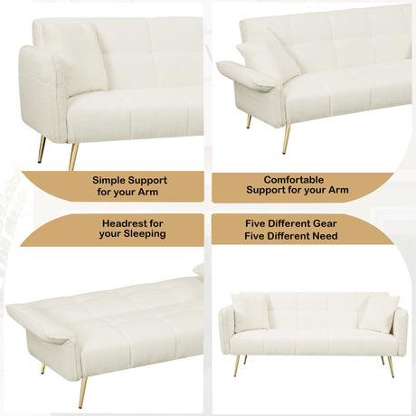 Convertible Double Futon Sofa Bed With Folding Armrests For Living Rooms HouseOfZazla
