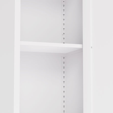 Tall Bathroom Storage Cabinet, 5-Tier Narrow With 2 Doors & Adjustable Shelves, Freestanding - White HouseOfZazla