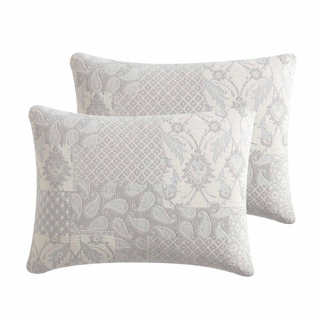Paisley 3 Piece Ivory Cotton Matelassé Comforter Set HouseOfZazla