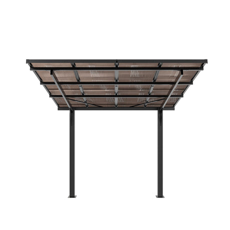 8x8FT Outdoor Carport with Galvanized Steel Frame and Sloped PC Roof HouseOfZazla
