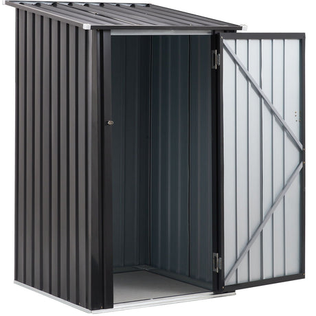 Outdoor Storage Shed, Metal Steel Garden Shed With Single Lockable Door, Small Shed Outdoor Steel Utility Tool Shed For Backyard Patio Garden Lawn - Black HouseOfZazla