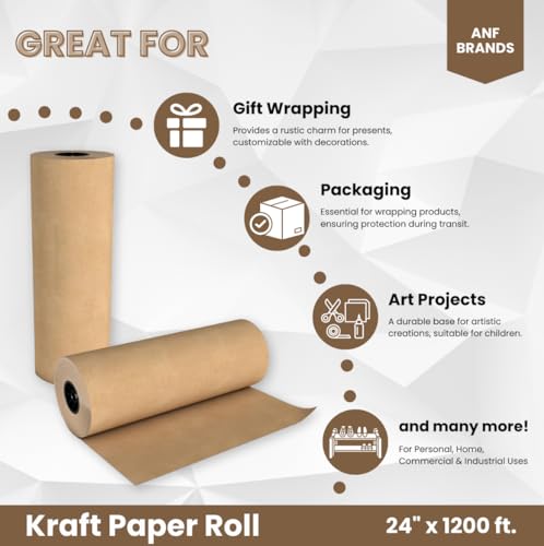 (24" x 1200 ft) - Natural Kraft Paper, 30 Lb. Basis Weight ANF BRANDS