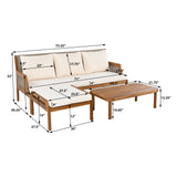 3 Piece Acacia Wood Patio Furniture Set with Coffee Table