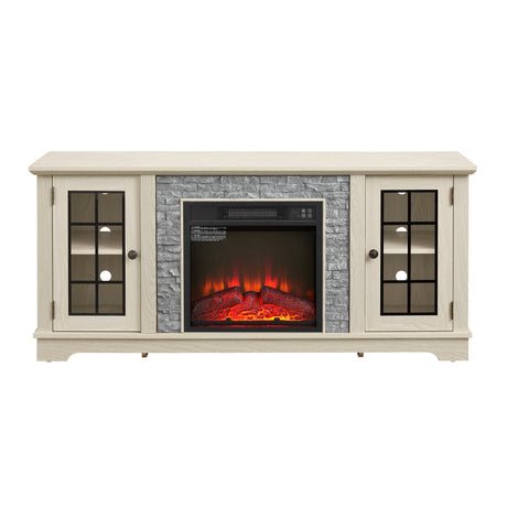 58" Modern TV Stand with Electric Fireplace and Storage HouseOfZazla