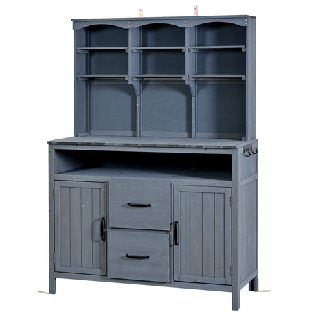 TOPMAX Large Fir Wood Potting Bench with Hutch and Storage HouseOfZazla