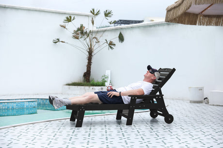 Outdoor Lounge Chair with Wood Texture and Adjustable Backrest HouseOfZazla
