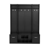 5 In 1 Entryway Bench With Coat Rack, 7 Sturdy Hooks, 2 Spacious Drawers And Adjustable Shelves