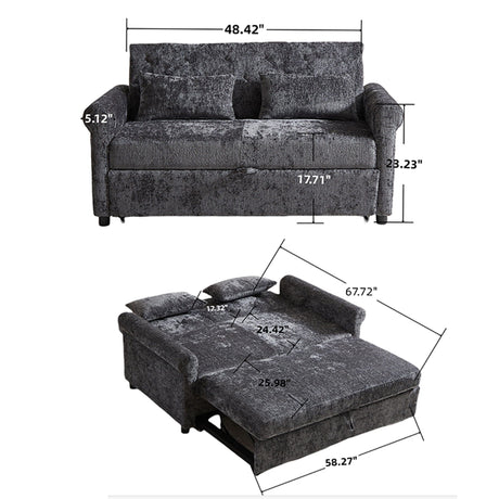 Loveseat Sofa Bed, Pull - Out Couch Sleeper & 2 Pillows HouseOfZazla