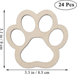 24Pcs Paw Shaped Wooden Cutouts Dog Cat Claws Cutouts Unfinished Wood Pet Paw DIY Craft Decoration, 3.1X3.3 In WoodArtSupply