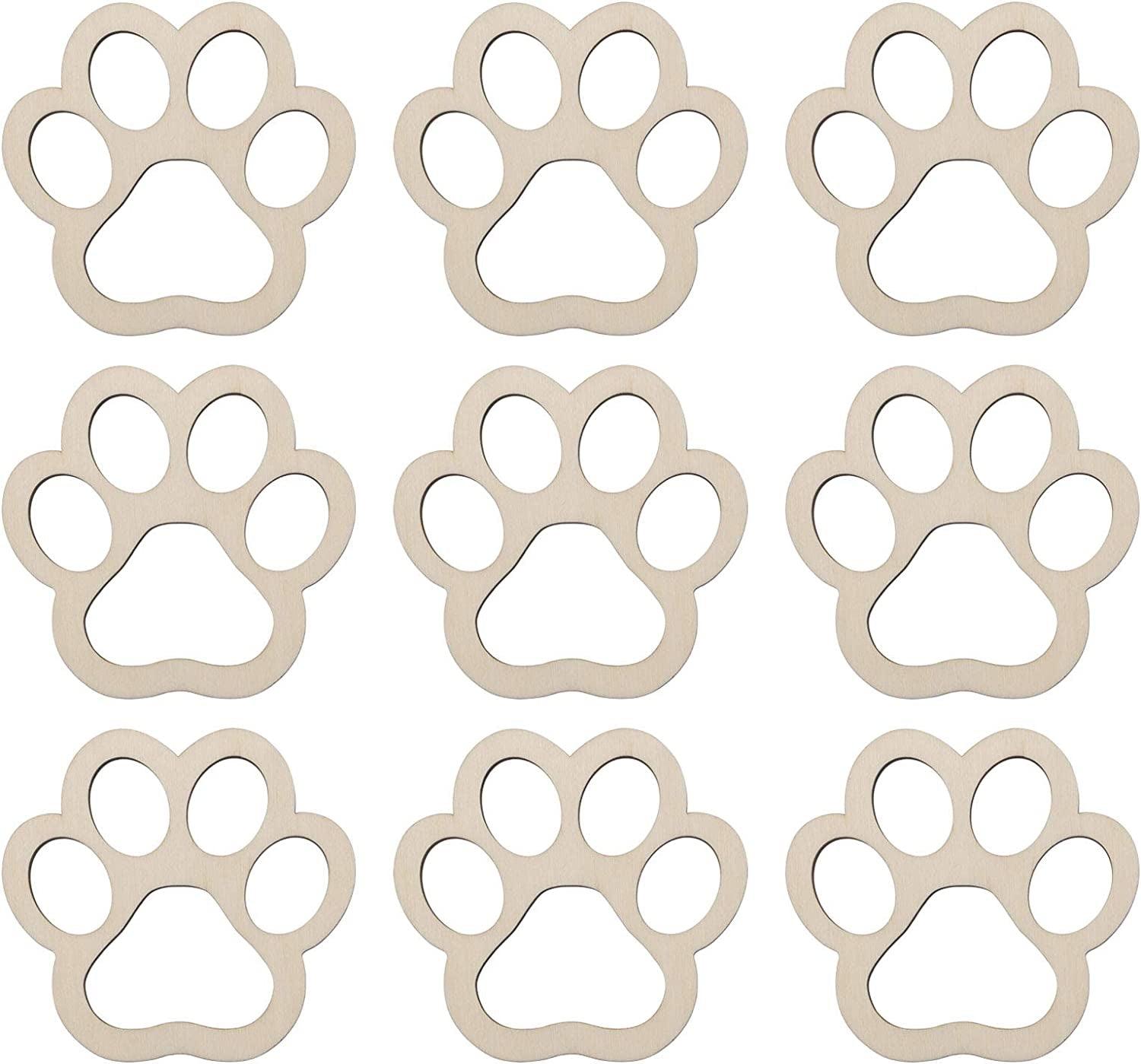 24Pcs Paw Shaped Wooden Cutouts Dog Cat Claws Cutouts Unfinished Wood Pet Paw DIY Craft Decoration, 3.1X3.3 In WoodArtSupply