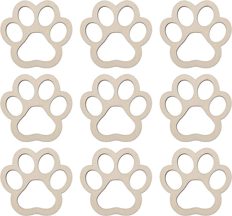 24Pcs Paw Shaped Wooden Cutouts Dog Cat Claws Cutouts Unfinished Wood Pet Paw DIY Craft Decoration, 3.1X3.3 In WoodArtSupply