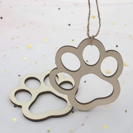 24Pcs Paw Shaped Wooden Cutouts Dog Cat Claws Cutouts Unfinished Wood Pet Paw DIY Craft Decoration, 3.1X3.3 In WoodArtSupply