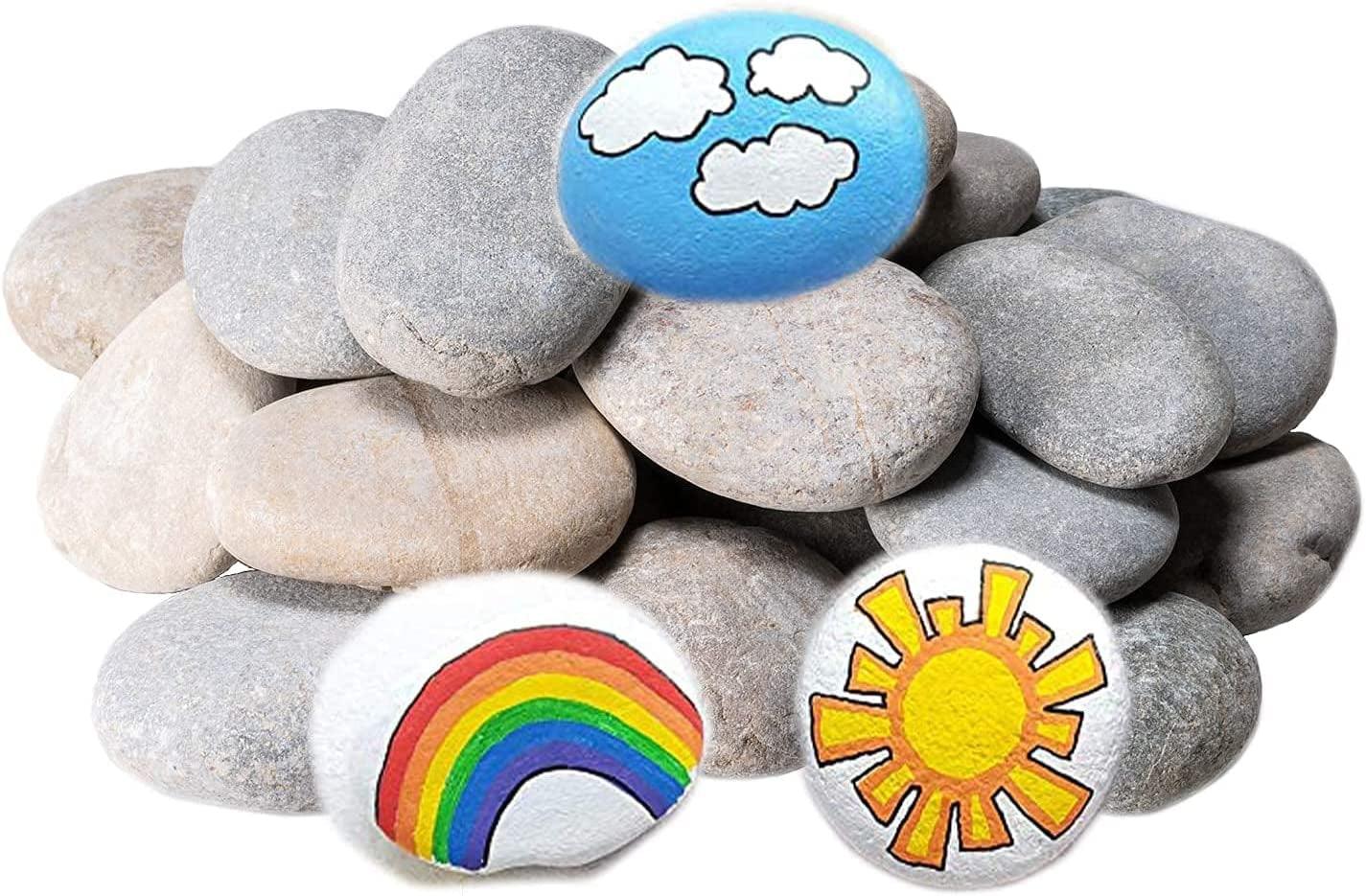24PCS River Rocks for Painting DIY & Smooth Kindness Rocks for Arts Stone 2-3Inches - WoodArtSupply