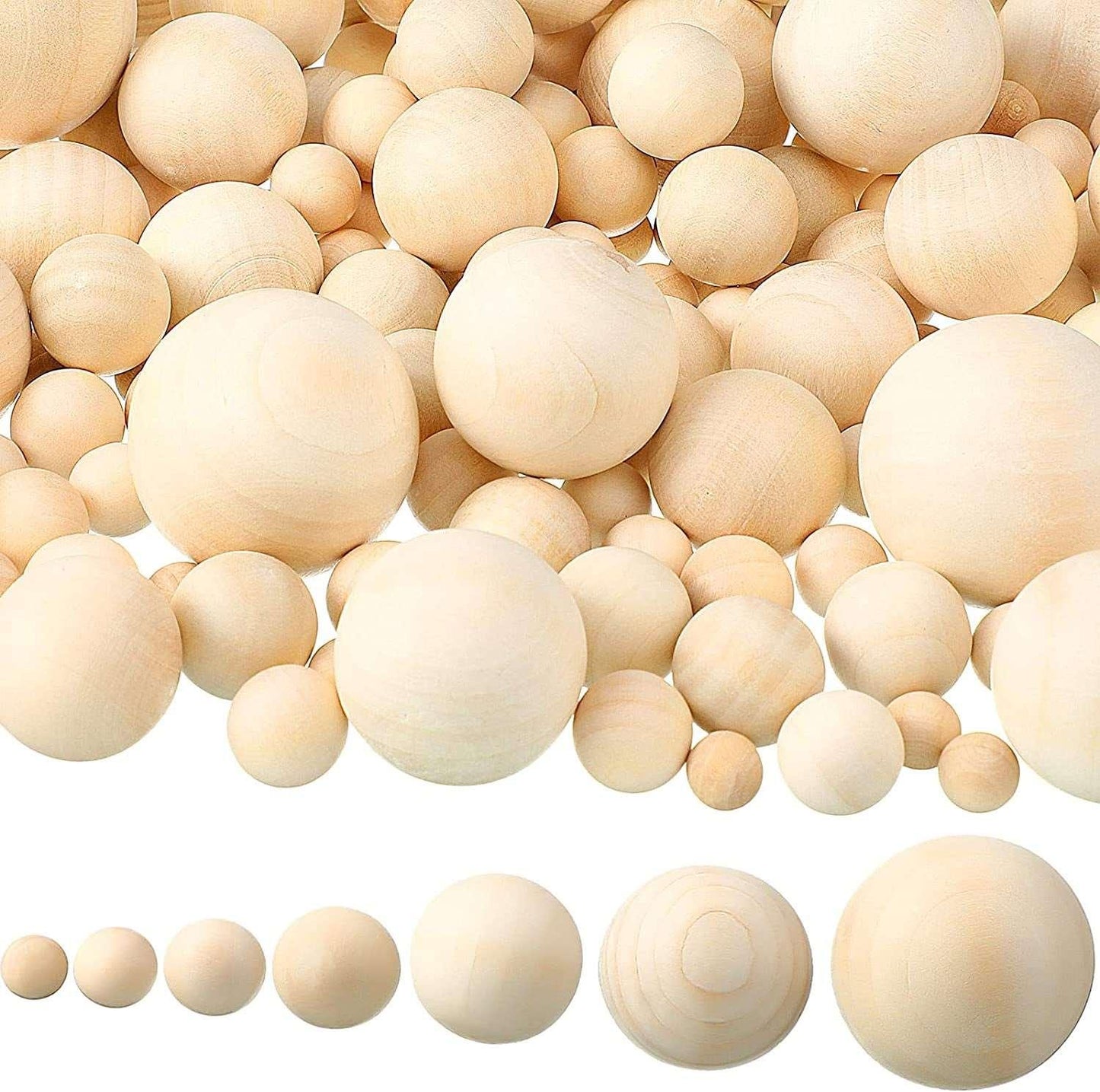 250 Pieces Wooden Balls Unfinished round Wood Balls Craft Small Assorted Spheres in 7 Sizes DIY Craft Projects Jewelry - WoodArtSupply