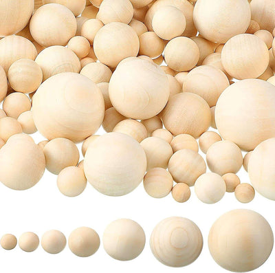 250 Pieces Wooden Balls Unfinished round Wood Balls Craft Small Assorted Spheres in 7 Sizes DIY Craft Projects Jewelry