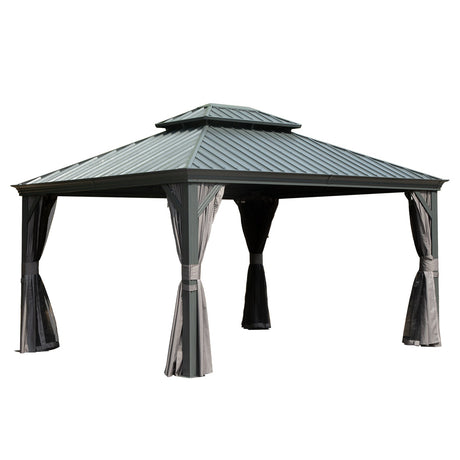 10' x 14' Hardtop Gazebo with Galvanized Steel Double Roof HouseOfZazla