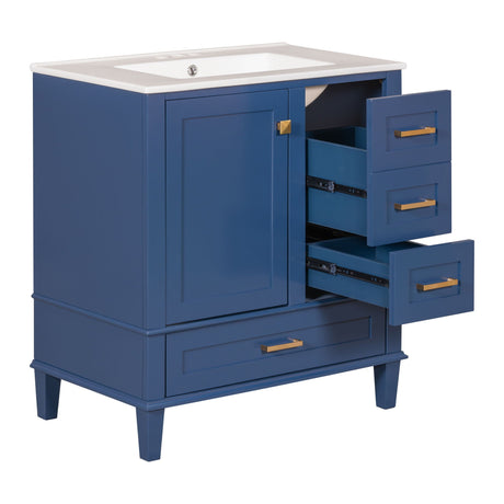 Bathroom Vanity, Modern Bathroom Cabinet With Sink Combo Set, Bathroom Storage Cabinet With A Soft Closing Door And 3 Drawers, Solid Wood Frame HouseOfZazla