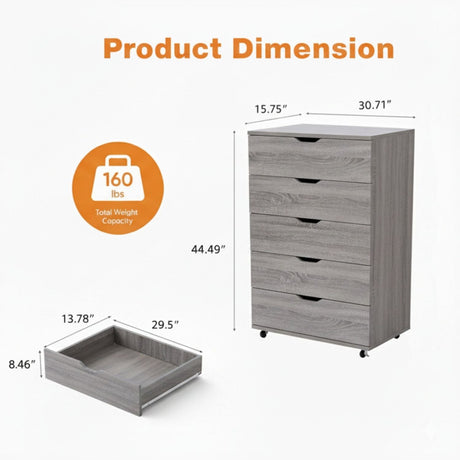 Modern 5 Drawer Dresser With Wheels HouseOfZazla