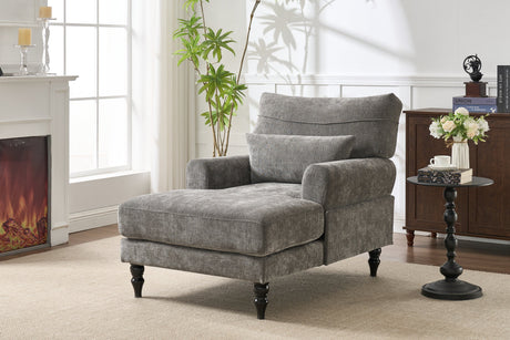Modern Grey Upholstered Chaise Lounge Sofa Recliner HouseOfZazla