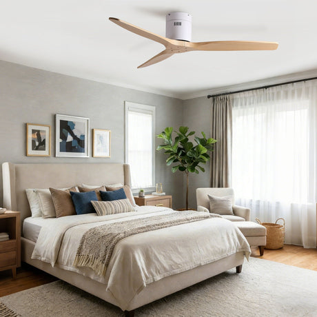 Low Profile Flush Ceiling Fan Without Light - Matte White / White HouseOfZazla