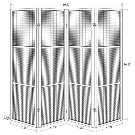 Kenabi - 4 Panel Room Divider Folding Screen - Walnut HouseOfZazla