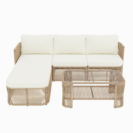 Outdoor PE Rattan Patio Furniture Set with Iron Frame HouseOfZazla
